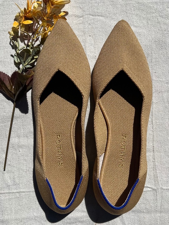 Rothy's Shoes - Rothy's The Point – Tan Beige Ecru Knit Pointed Toe Flats | Women's Size 8.5